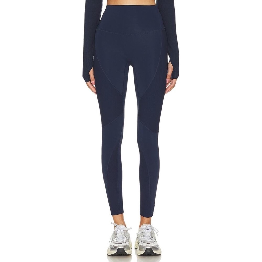 PE NATION Free Play High Rise Leggings Navy Blue Size Large Women’s Ribbed